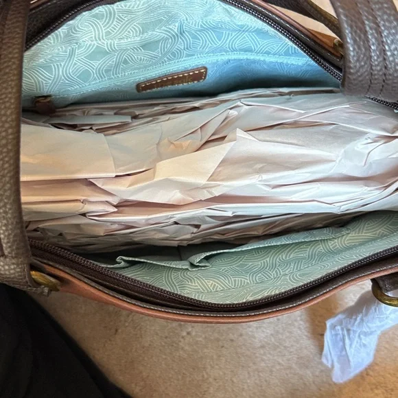 The Sak Two-Tone Brown Leather Shoulder Bag - Picture 5 of 9